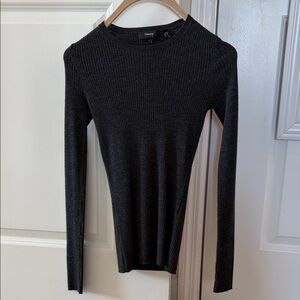 Theory Charcoal Ribbed Knit Top